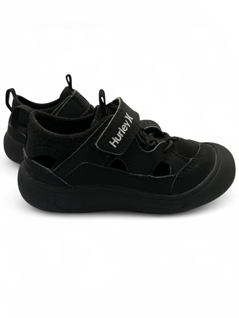 8C Hurley Black Sandals Bungee Lace Velcro Closed Toe Toddler Summer Water Shoes
